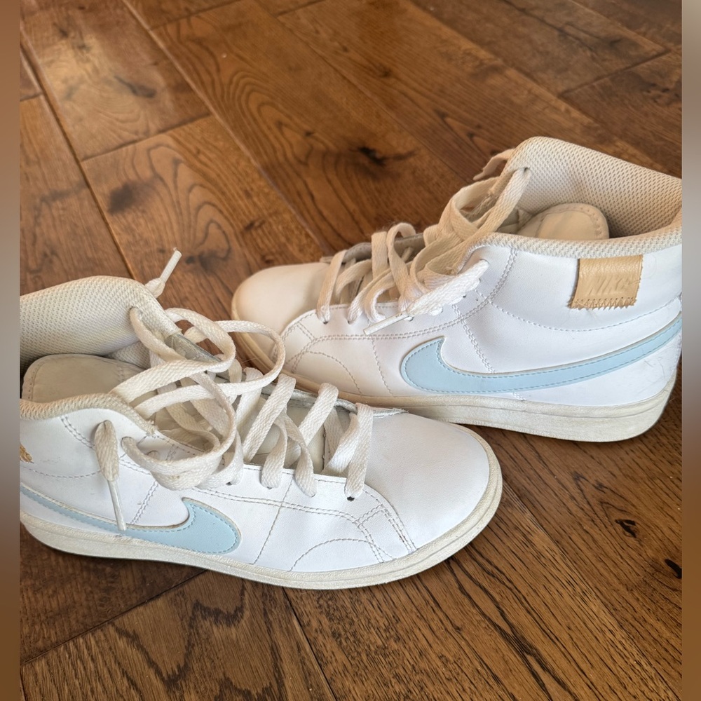 Nike White and Light Blue Women's Sneakers